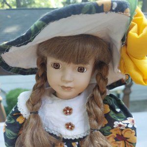 Bisque Porcelain 16" Doll with Stand